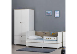 Шкаф Эльга белый шагрень / дуб белый exclusive