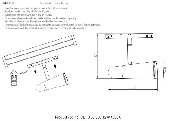Трековый светодиодный светильник для магнитного шинопровода Crystal Lux Space CLT 0.33 006 12W BL-CH 4000K