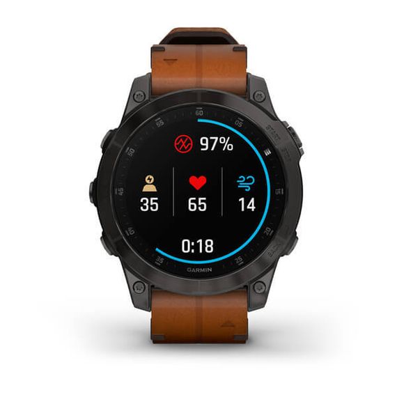 Garmin EPIX (Gen 2) Sapphire титановый черный с коричневым кожаным ремешком