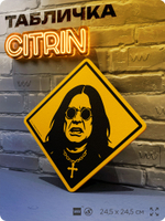 Табличка декоративная "Оззи Осборн, Ozzy Osbourne, Black Sabbath" на дверь и стену, прикольная штука в подарок, декоративный знак, 24,5х24,5 см, пластиковая, Айдентика Технолоджи
