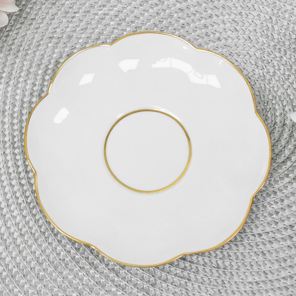 Чайная пара 250мл форма Елена Белая с золотом тонкостенная