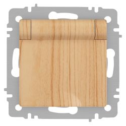 Розетка Intro Accent 6-203-11 с заземлением 2P+E Schuko с крышкой 16А-250В IP20 СУ AL/CU сосна