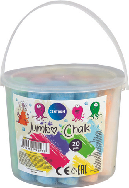 Мел цветной асфальт. 20шт. "Jumbo", в ведерке