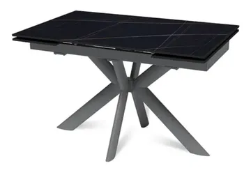 Стол "СТРОНГ" 120-180, керамика Black Gold матовая, опоры черный муар