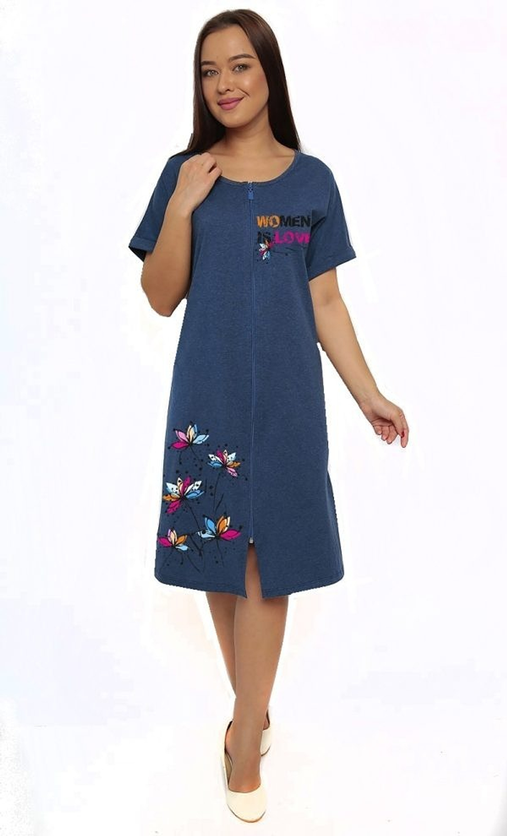 Халат на молнии (хаки) М100-1