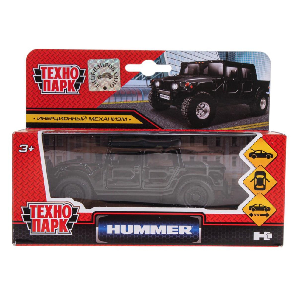 Модель ин. мет. "Hummer H1 пикап" 12см. открыв. двери, черный, в коробка SB-18-09-H1-N(B)-WB