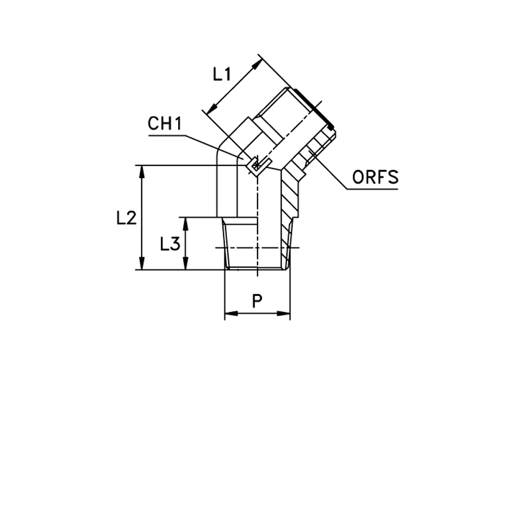 Штуцер ввертной FC45 ORFS 13/16'' D12 NPTF 1/2"