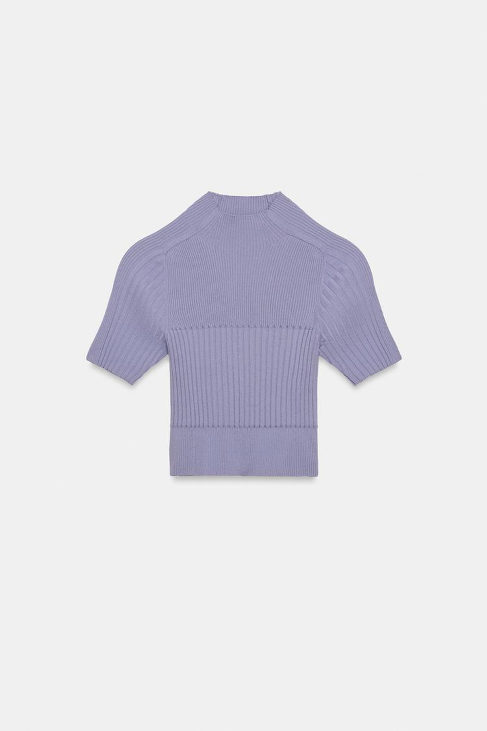 ZARA УКОРОЧЕННЫЙ ТОП В РУБЧИК, СИРЕНЕВЫЙ