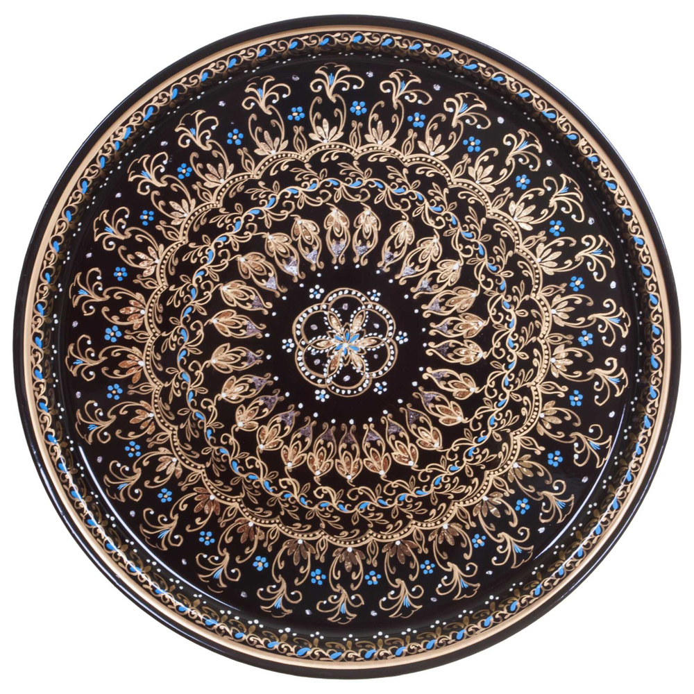 Жостовский поднос орнаментальный декоративный, размер 30 см (A9), металлический
