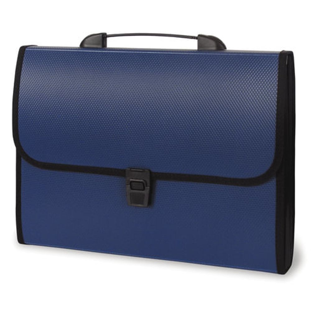 Папка-портфель пластиковая STAFF А4 (330х235х50 мм), 7 отделений, с окантовкой, индексные ярлыки, синий, 221205