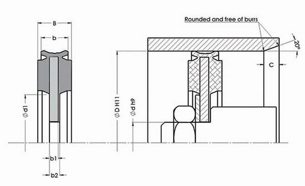 A805-012 Пневматическое уплотнение поршня 12-4,5-6