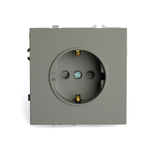 Розетка 1-местная с защитной шторкой с/з (механизм), STEKKER, 250В, 16А, серия Эмили, RST16-5110-10, платиново-серый, soft touch 49958