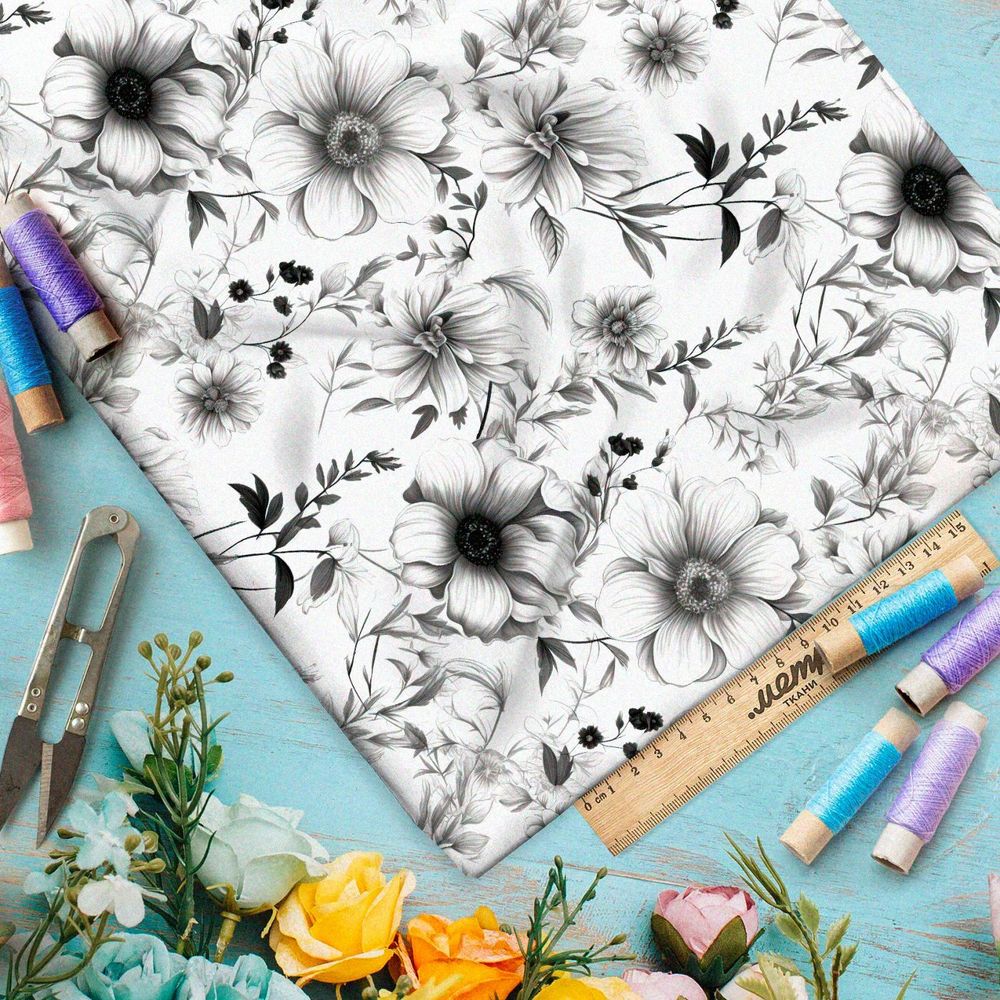 Ткань Ниагара Софт приглушенная цветочная фантазия