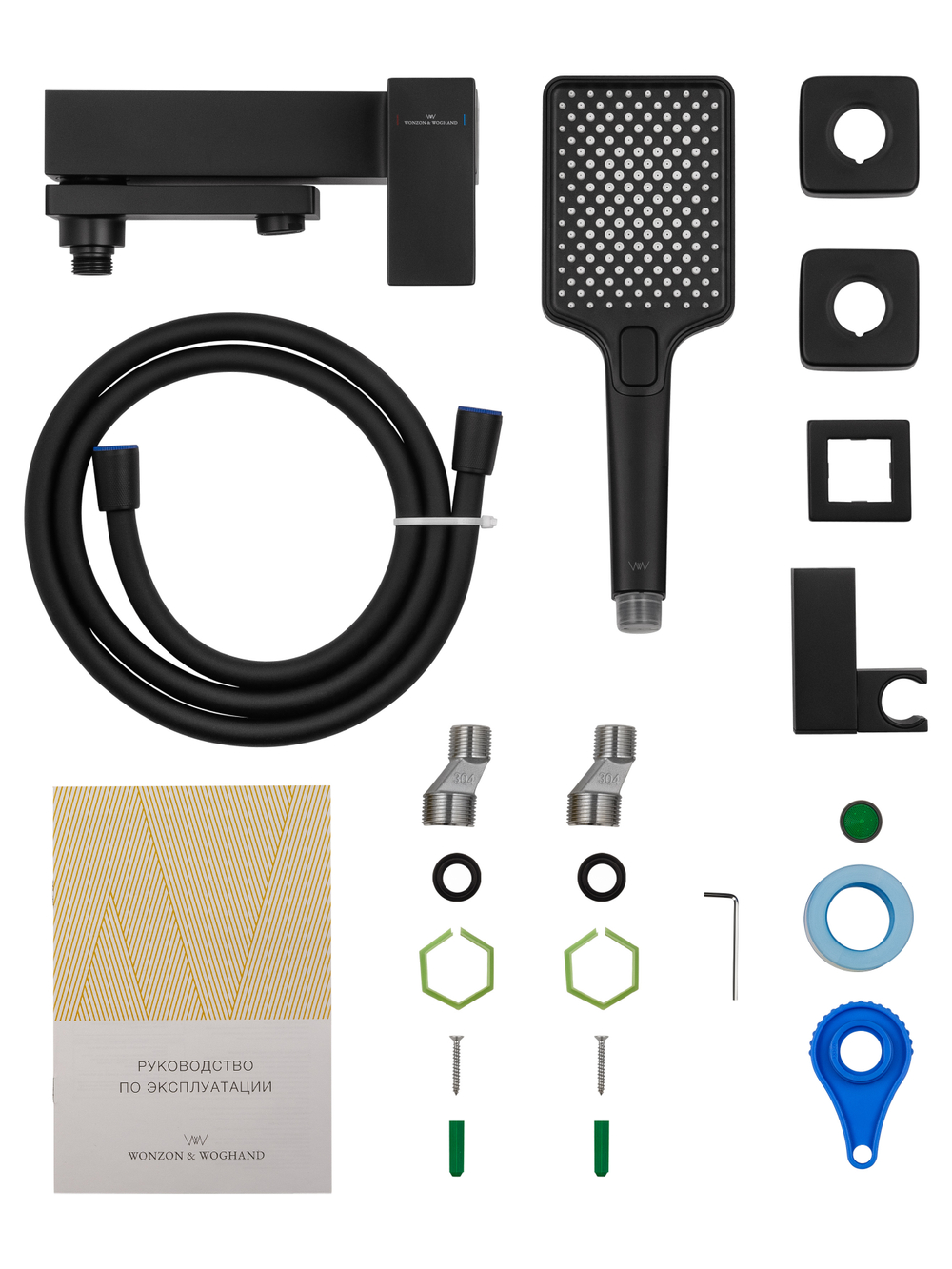 Смеситель для ванны с душем WONZON & WOGHAND CUBE, Черный матовый (WW-88639016-MB)