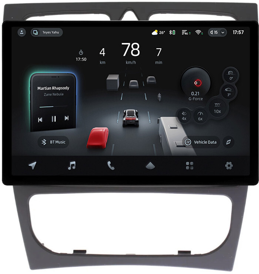 Магнитола для Mercedes-Benz G W463 2000-2006, C W203 2000-2004 (рамка большая) - Teyes CC4-PRO монитор 13" 2K QLED на Android 13, Snapdragon 778G, 8+128, AI, CarPlay, DSP, 4G SIM-слот