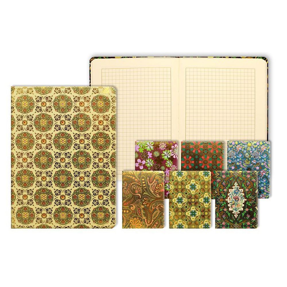 Записная книжка Basir, формат А6, обложка - плотный картон, рисунок - золотистое фольгирование, 17*12,5 см, 100 листов, ассорти