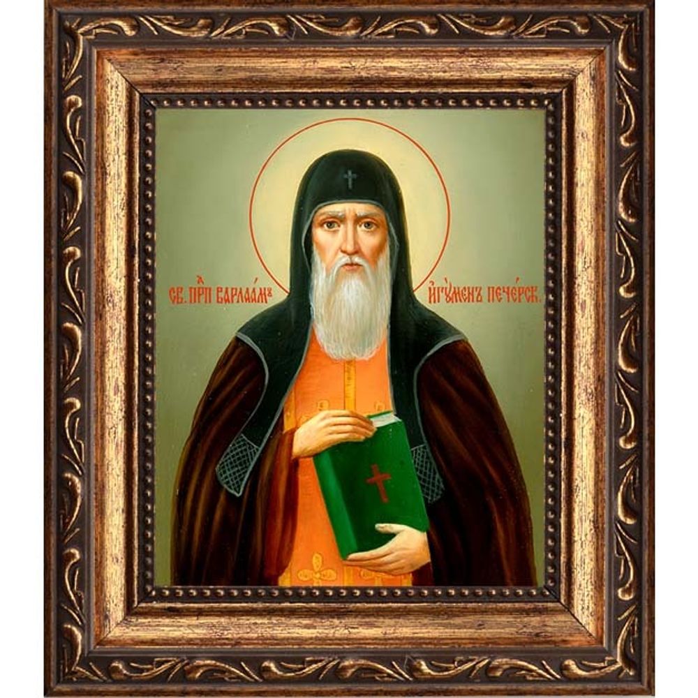 Варлаам Печерский, преподобный игумен. Икона на холсте.