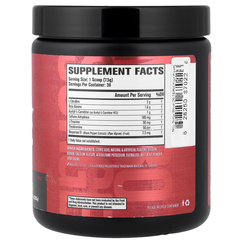 Jacked Factory, Nitro Surge™, термогенный предтренировочный комплекс Shred, со вкусом фруктового пунша, 209 г (225 г)