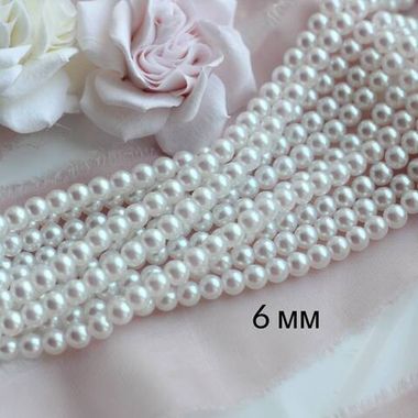 Майорка White Pearls (слегка с розовым отливом) 6 мм, 1 нить, МА034