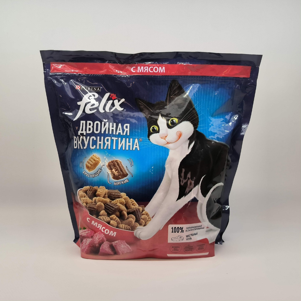 Felix Двойная вкуснятина сухой корм для взрослых кошек с мясом - 1,3 кг