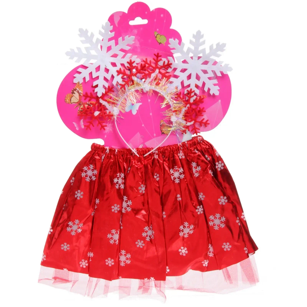 Карнавальный костюм «Снежинка» (юбка,ободок), Красный