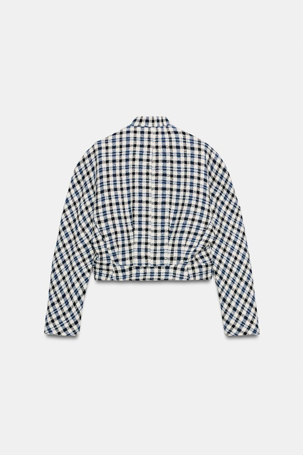 ZARA КУРТКА В КЛЕТКУ — ZW COLLECTION, ЭКРЮ/СИНИЙ