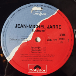 Винтажная виниловая пластинка LP Jean Michel Jarre Equinoxe (Germany 1978) Polydor