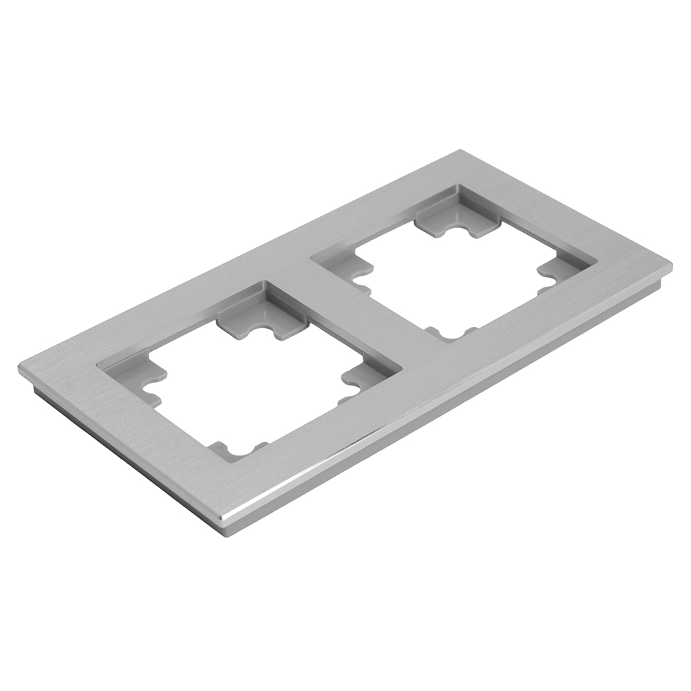 Рамка 2-местная, металл, STEKKER, MFR00-7002-03 , серия Катрин, серебро 50015