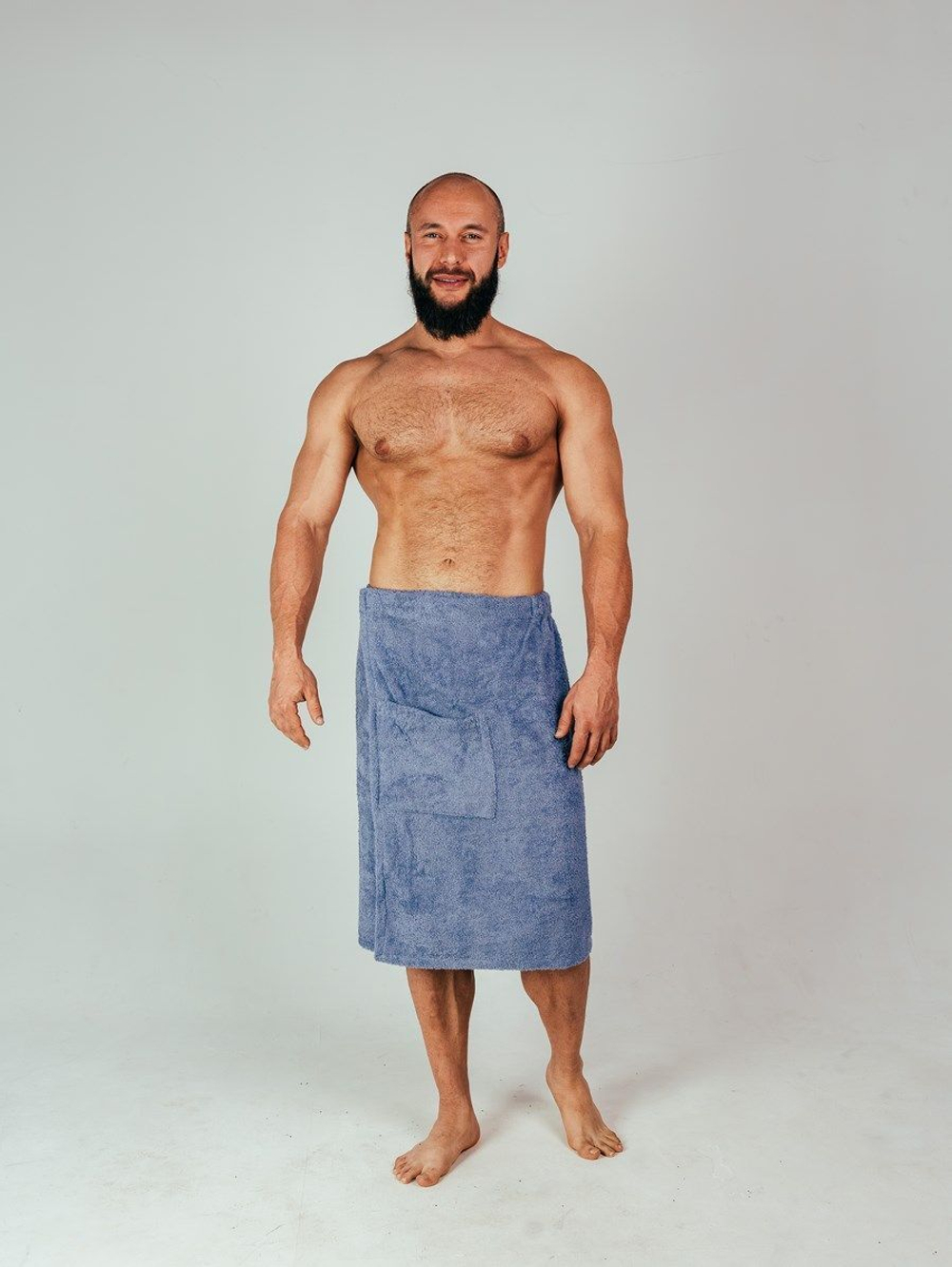 Килт махровый для бани лазурь