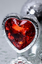 Анальная втулка с кристаллом сердце Small красный 7 см