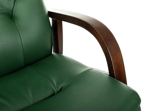 Кресло Бюрократ T-9928WALNUT-CF зеленый кожа на ножках дерево