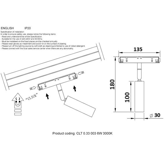 Трековый светодиодный светильник Crystal Lux CLT 0.33 003 6W BL 3000K