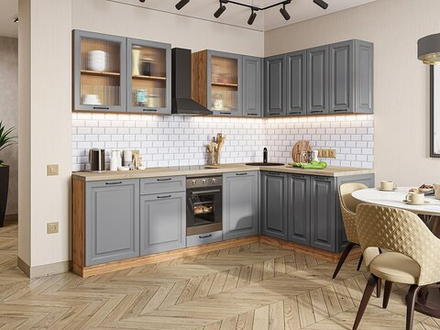 Угловая модульная кухня Ницца Royal-02 Magnum - Дуб Вотан 2140*2550/1600*600