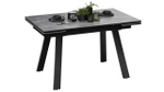 Стол кухонный обеденный раздвижной Черный муар/Керамика матовая серый мрамор 140(200)х85х76 см