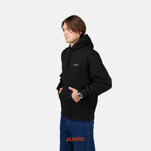 Толстовка мужская Carhartt WIP Script Embroidery Hooded артикул:I033658_black - купить в магазине Дайс