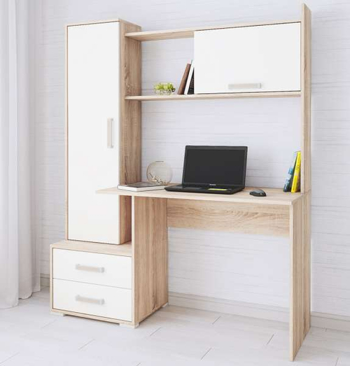 Стол компьютерный Квартет-9 (дуб сонома/белый) ТЭКС