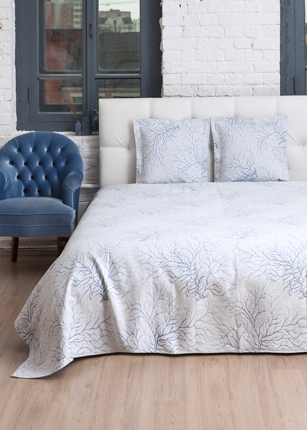 Покрывало 220x240 Luxberry Coral бело-голубое