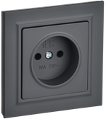 BRITE Розетка 1-местная без заземления без защитных шторок 10А в сб. РСР10-1-0-БрГ графит IEK