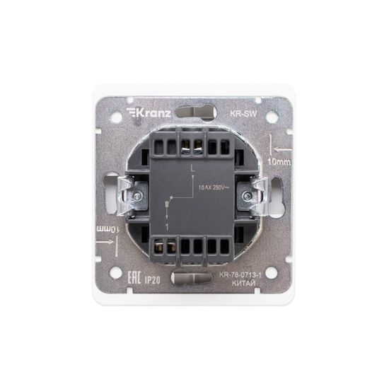 Выключатель ROUND 1 кл с подсветкой 10А с/у перламутр KRANZ