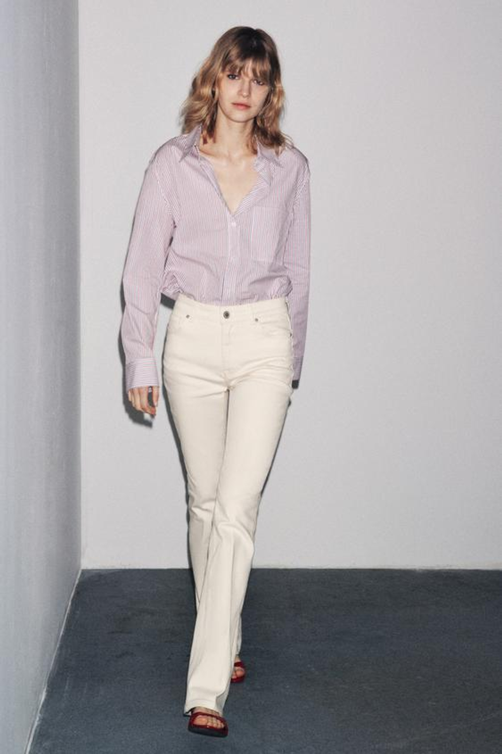 ZARA ДЖИНСЫ BOOTCUT С ВЫСОКОЙ ПОСАДКОЙ — ZW COLLECTION, ЭКРЮ