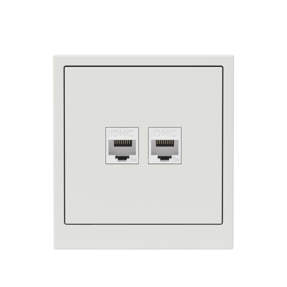 Компьютерная розетка RJ-45 без шторки, кат.5е двойная, KANT, белый песок