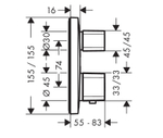 Термостат с запорным/переключающим вентилем Hansgrohe 15708000 Ecostat E