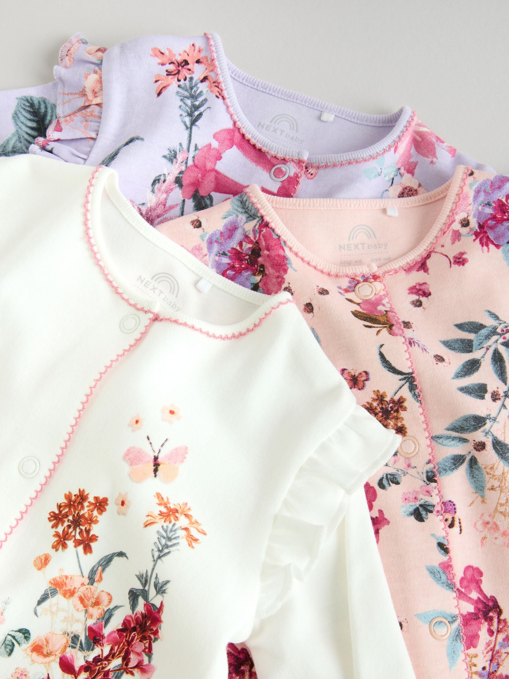 Комбинезон / Cлип для малышей Next F13-315, 3 шт., Белый, Розовый, Сиреневый