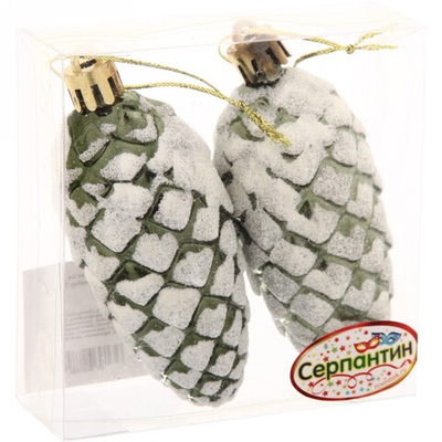 Ёлочные игрушки «Таинственное очарование» Шишки 9 см (набор 2шт), изумруд