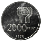 2000 песо. Чемпионат мира по футболу. Аргентина.  1978 год. BrUNC