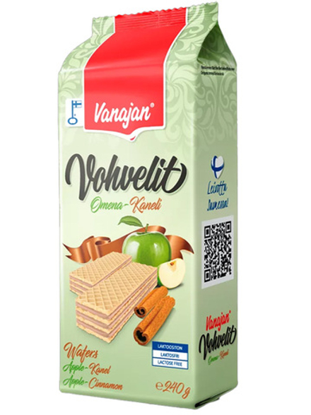 ВАФЛИ С ЯБЛОКАМИ И КОРИЦЕЙ VANAJAN Vohvelit 240 г.