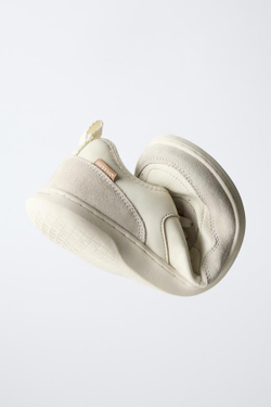 ZARA КОЖАНЫЕ КРОССОВКИ BAREFOOT, ЭКРЮ