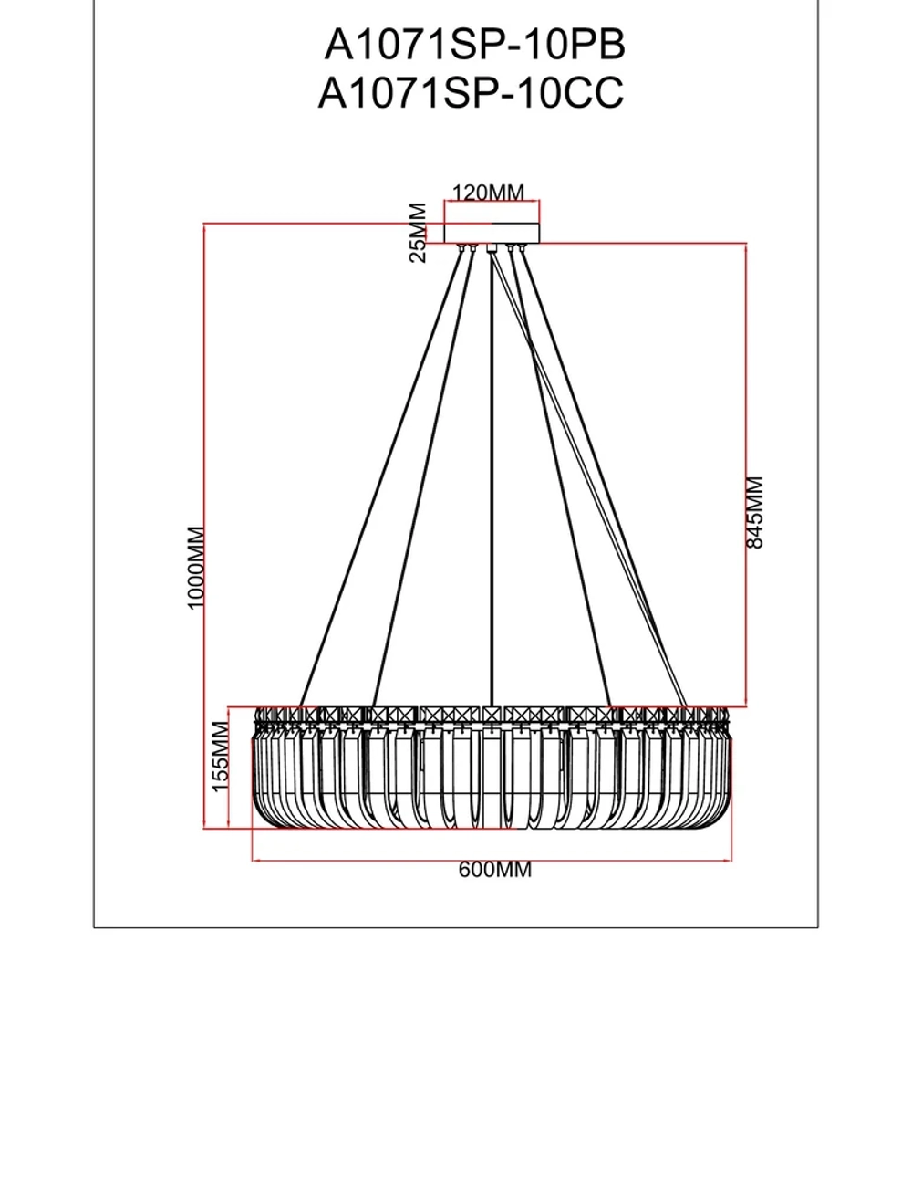 Подвесная люстра Arte Lamp MAYOTTE A1071SP-10PB