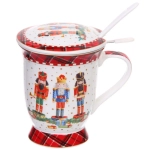 Кружка керамическая 300мл «Щелкунчик» с крышкой и ситечком в подарочной коробке
