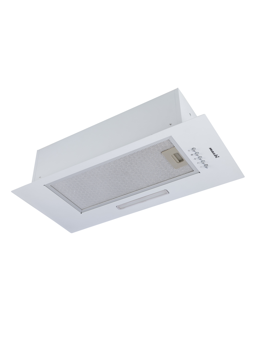 Вытяжка кухонная MACBI S-BOX-60A1 (WHITE) белый, D120мм. 850 м3/ч, полновстраиваемая, мотор 70Ватт, металл 60см, кнопочное управл.